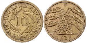 10 Pfennig / 10 Reichpfennig Weimar Republic (1918-1933) Brass 