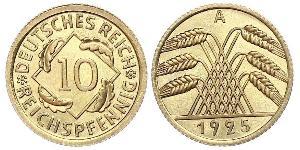 10 Pfennig / 10 Reichpfennig Weimar Republic (1918-1933) Brass 