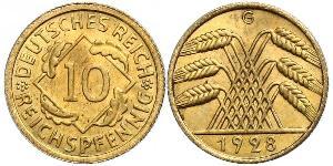 10 Pfennig / 10 Reichpfennig Weimar Republic (1918-1933) Brass 