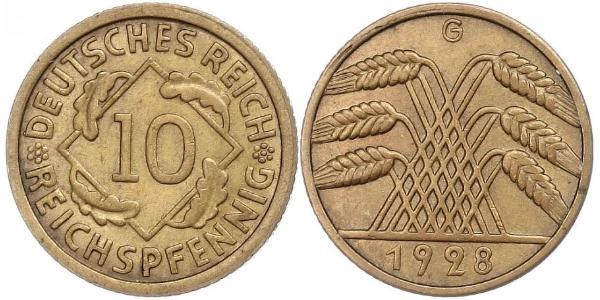 10 Pfennig / 10 Reichpfennig Weimar Republic (1918-1933) Brass 