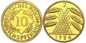 10 Pfennig / 10 Reichpfennig République de Weimar (1918-1933) Laiton 