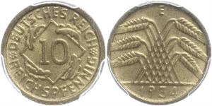 10 Pfennig / 10 Reichpfennig República de Weimar (1918-1933) Latón 