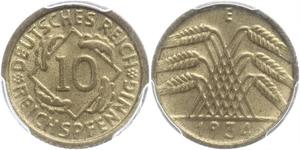 10 Pfennig / 10 Reichpfennig República de Weimar (1918-1933) Latón 