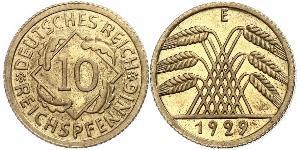 10 Pfennig / 10 Reichpfennig Repubblica di Weimar (1918-1933) Ottone 