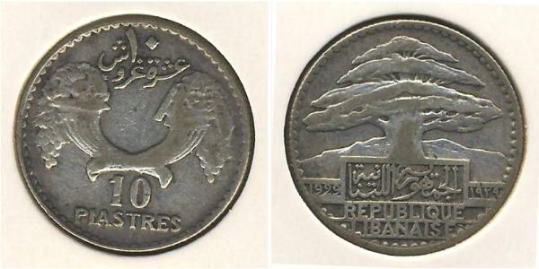 10 Piastre Libano Argento 