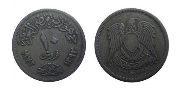 10 Piastre Arab Republic of Egypt  (1953 - ) Copper/Nickel 