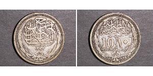 10 Piastre Sultanato de Egipto (1914 - 1922) Plata Hussein Kamel (Sultán) (1853 - 1917)