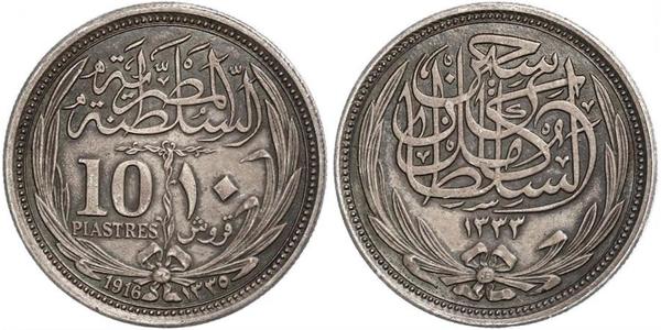 10 Piastre Sultanate of Egypt (1914 - 1922) Silver Hussein Kamel of Egypt (1853 - 1917)
