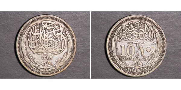 10 Piastre Sultanate of Egypt (1914 - 1922) 銀 Hussein Kamel of Egypt (1853 - 1917)