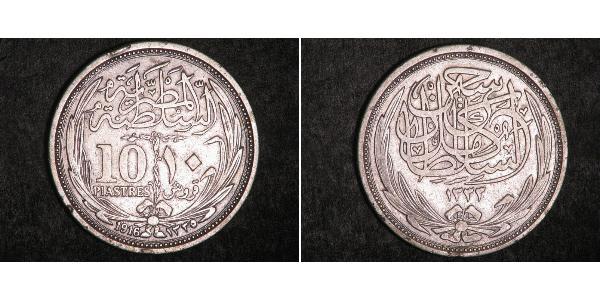 10 Piastre Sultanate of Egypt (1914 - 1922) 銀 Hussein Kamel of Egypt (1853 - 1917)
