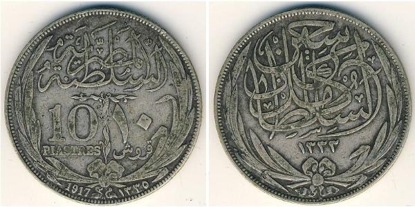 10 Piastre Sultanate of Egypt (1914 - 1922) 銀 Hussein Kamel of Egypt (1853 - 1917)