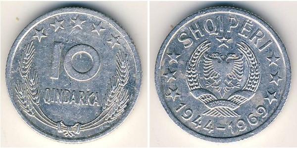 10 Qindarka República Socialista Popular de Albania (1944 - 1992) Aluminio 