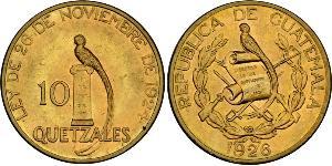 10 Quetzal Republic of Guatemala (1838 - ) Gold 