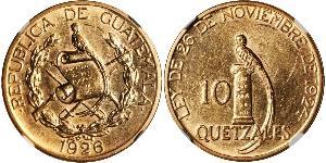 10 Quetzal Republic of Guatemala (1838 - ) Gold 