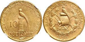 10 Quetzal Republic of Guatemala (1838 - ) Gold 