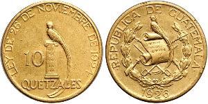 10 Quetzal Republic of Guatemala (1838 - ) Gold 