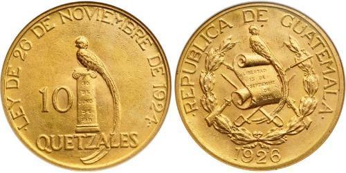 10 Quetzal Republic of Guatemala (1838 - ) Gold 