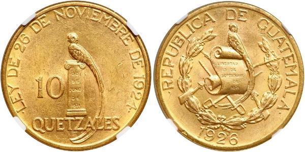 10 Quetzal Republic of Guatemala (1838 - ) Gold 