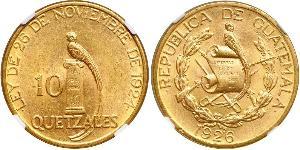 10 Quetzal República de Guatemala (1838 - ) Gold 