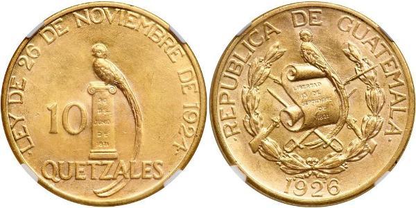 10 Quetzal Guatemala (1838 - ) Or 