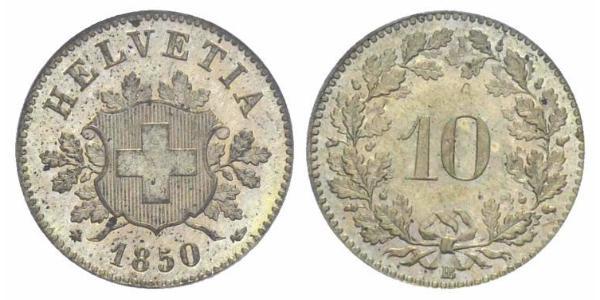 10 Rappen Suiza Plata 