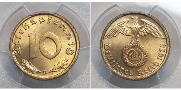10 Reichpfennig Alemania nazi (1933-1945) Latón 