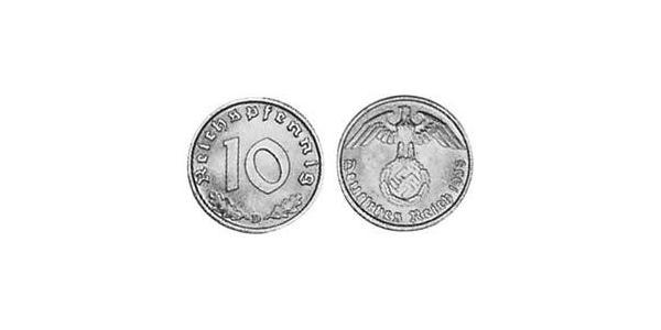 10 Reichpfennig 納粹德國 (1933 - 1945) 黃銅 