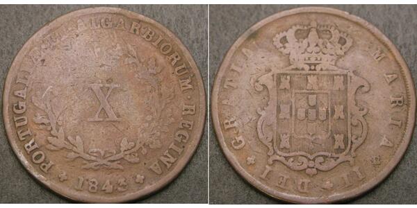 10 Reis Kingdom of Portugal (1139-1910) Copper Maria II of Portugal (1819-1853)