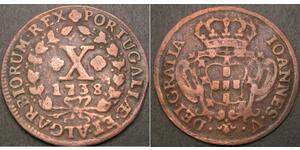 10 Reis Royaume de Portugal (1139-1910) Cuivre Jean V de Portugal (1689-1750)