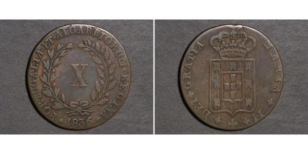 10 Reis Royaume de Portugal (1139-1910) Cuivre Marie II de Portugal (1819-1853)