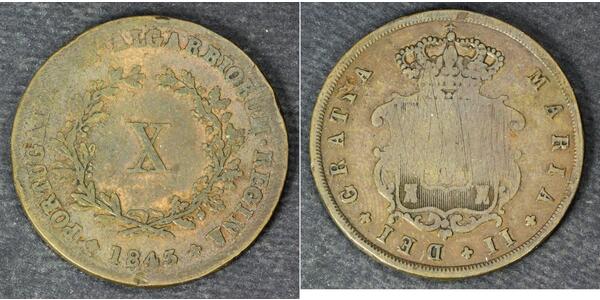 10 Reis Royaume de Portugal (1139-1910) Cuivre Marie II de Portugal (1819-1853)