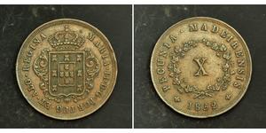 10 Reis Kingdom of Portugal (1139-1910) Kupfer Maria II. von Portugal (1819-1853)