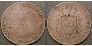 10 Reis Kingdom of Portugal (1139-1910) Kupfer Maria II. von Portugal (1819-1853)