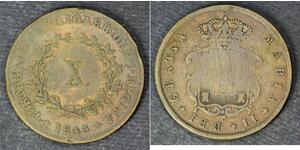 10 Reis Kingdom of Portugal (1139-1910) Kupfer Maria II. von Portugal (1819-1853)