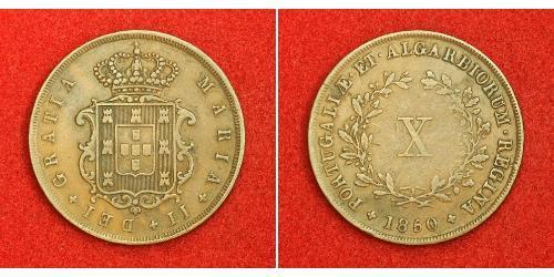 10 Reis Kingdom of Portugal (1139-1910) Kupfer Maria II. von Portugal (1819-1853)