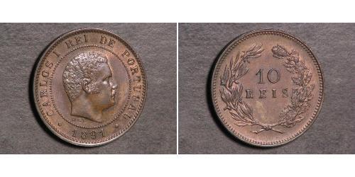 10 Reis Kingdom of Portugal (1139-1910) Kupfer/Nickel  Karl I. von Portugal (1863-1908)
