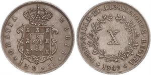 10 Reis 葡萄牙王國 (1139 - 1910) 銅 Maria II of Portugal (1819-1853)