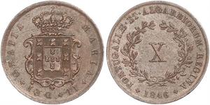 10 Reis 葡萄牙王國 (1139 - 1910) 銅 Maria II of Portugal (1819-1853)