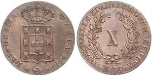 10 Reis 葡萄牙王國 (1139 - 1910) 銅 Maria II of Portugal (1819-1853)