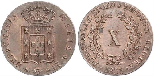 10 Reis 葡萄牙王國 (1139 - 1910) 銅 Maria II of Portugal (1819-1853)