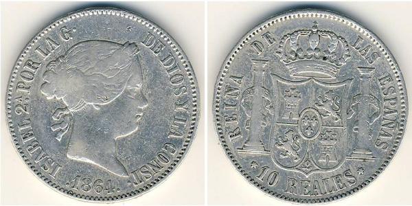 10 Rial Kingdom of Spain (1814 - 1873) Silber 