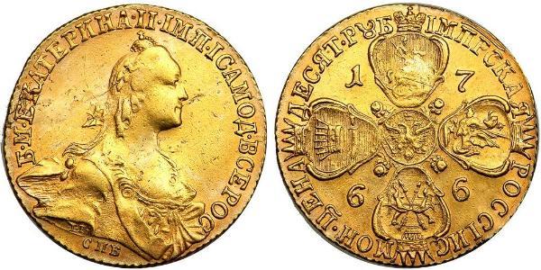 10 Ruble Russian Empire (1720-1917) Gold Catherine II (1729-1796)