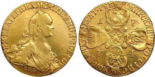 10 Ruble Russian Empire (1720-1917) Gold Catherine II (1729-1796)