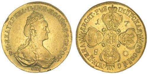 10 Ruble 俄罗斯帝国 (1721 - 1917) 金 叶卡捷琳娜二世 (1729-1796)