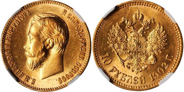 10 Ruble 俄罗斯帝国 (1721 - 1917) 金 尼古拉二世 (俄罗斯) (1868-1918)