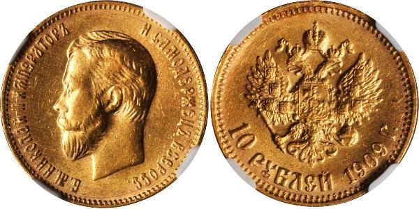 10 Ruble 俄罗斯帝国 (1721 - 1917) 金 尼古拉二世 (俄罗斯) (1868-1918)