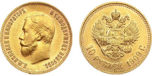 10 Ruble 俄罗斯帝国 (1721 - 1917) 金 尼古拉二世 (俄罗斯) (1868-1918)