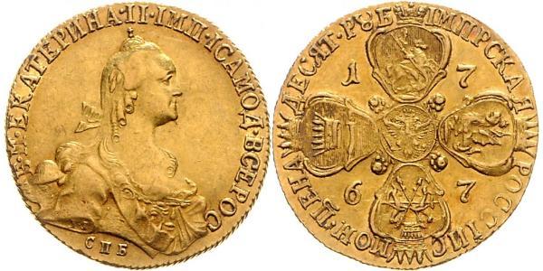10 Ruble 俄罗斯帝国 (1721 - 1917) 金 叶卡捷琳娜二世 (1729-1796)