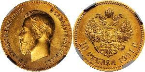 10 Rublo Imperio ruso (1720-1917) Oro Nicolás II (1868-1918)