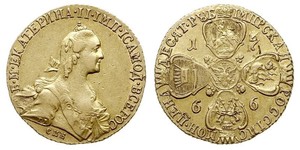 10 Rublo Imperio ruso (1720-1917) Oro Catalina II (1729-1796)